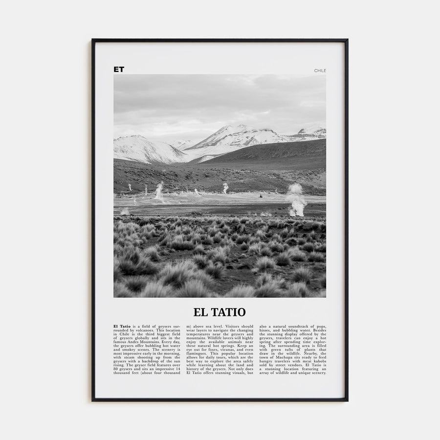 El Tatio Travel B&W Poster