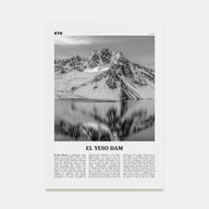 El Yeso Dam Travel B&W Poster