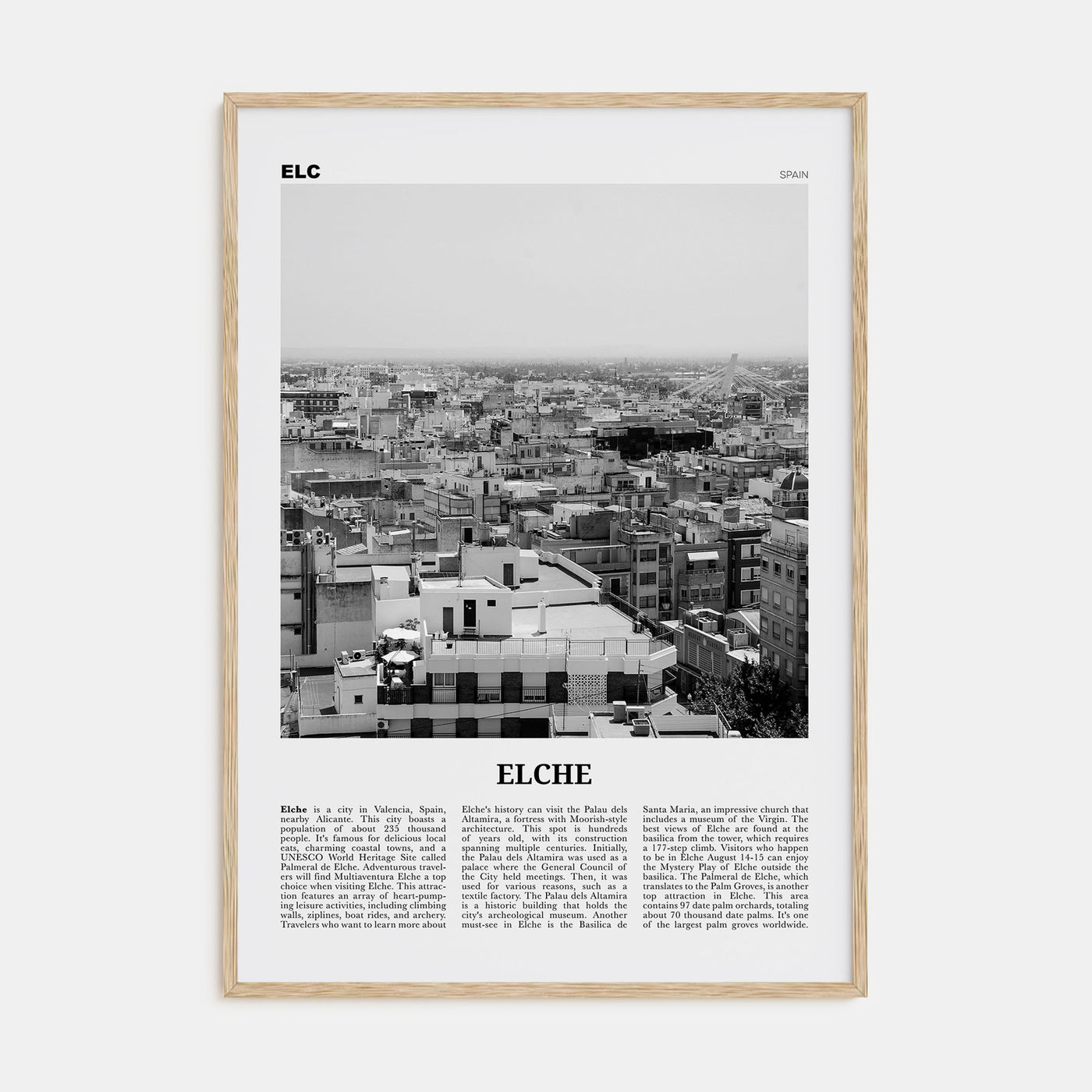 Elche Travel B&W Poster