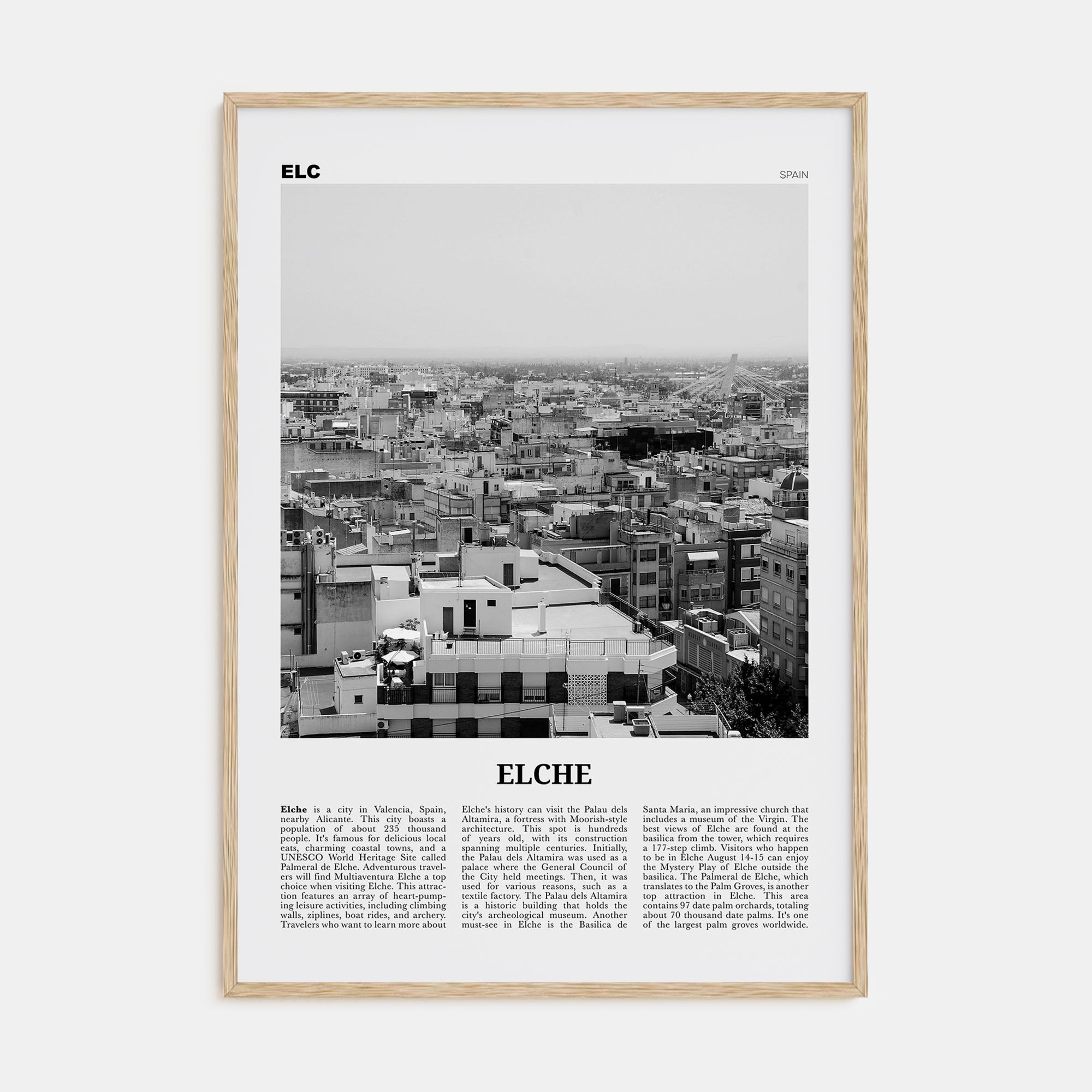 Elche Travel B&W Poster