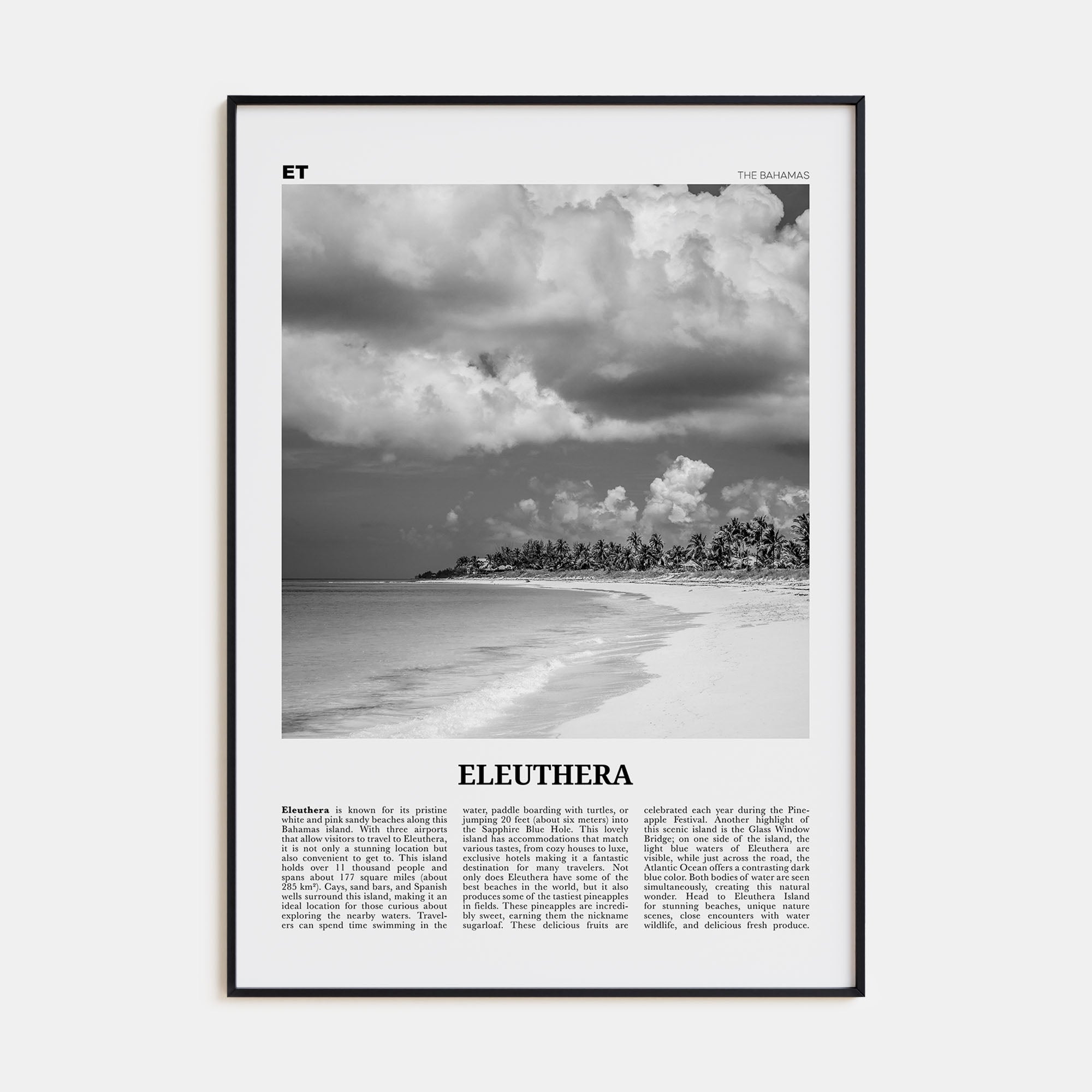 Eleuthera Travel B&W Poster