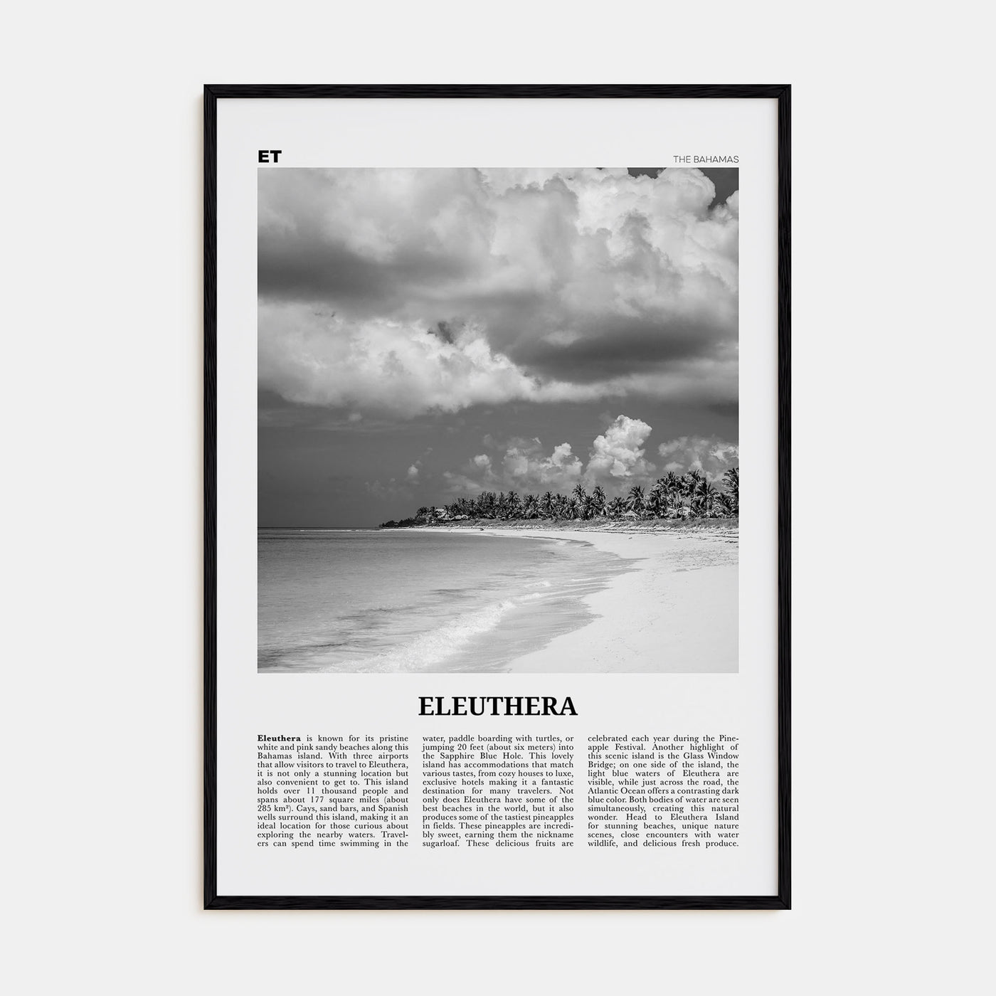 Eleuthera Travel B&W Poster