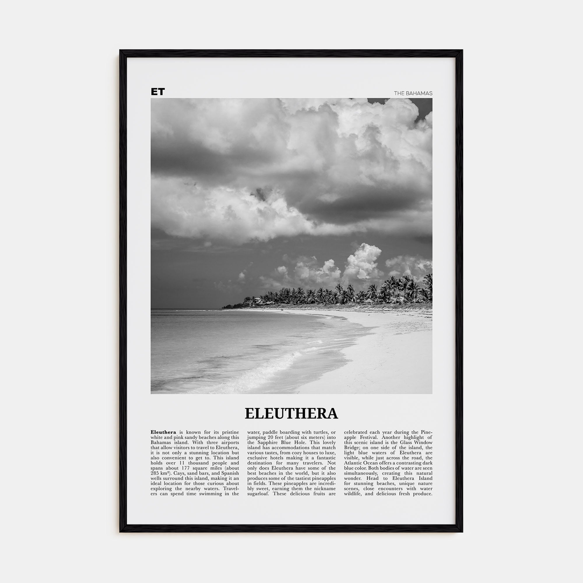 Eleuthera Travel B&W Poster