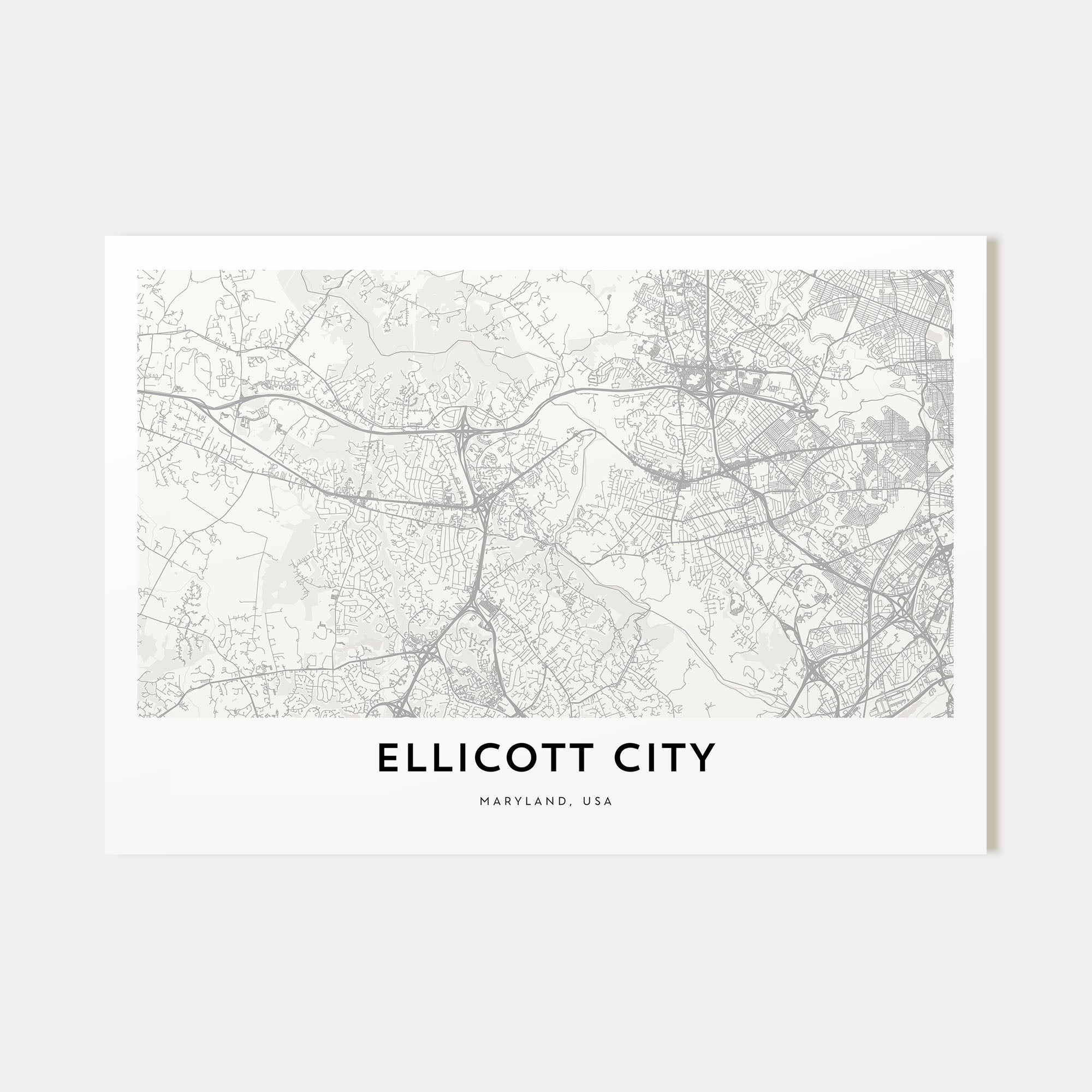 Ellicott City Map Landscape Poster