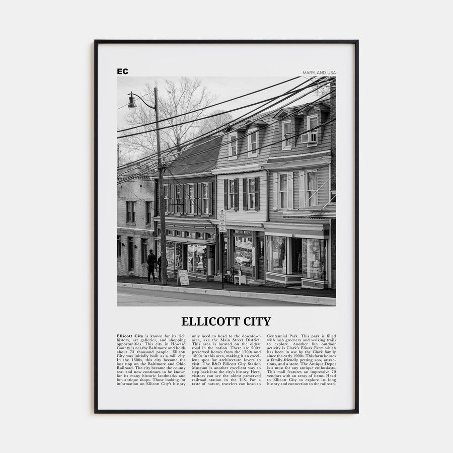 Ellicott City Travel B&W Poster