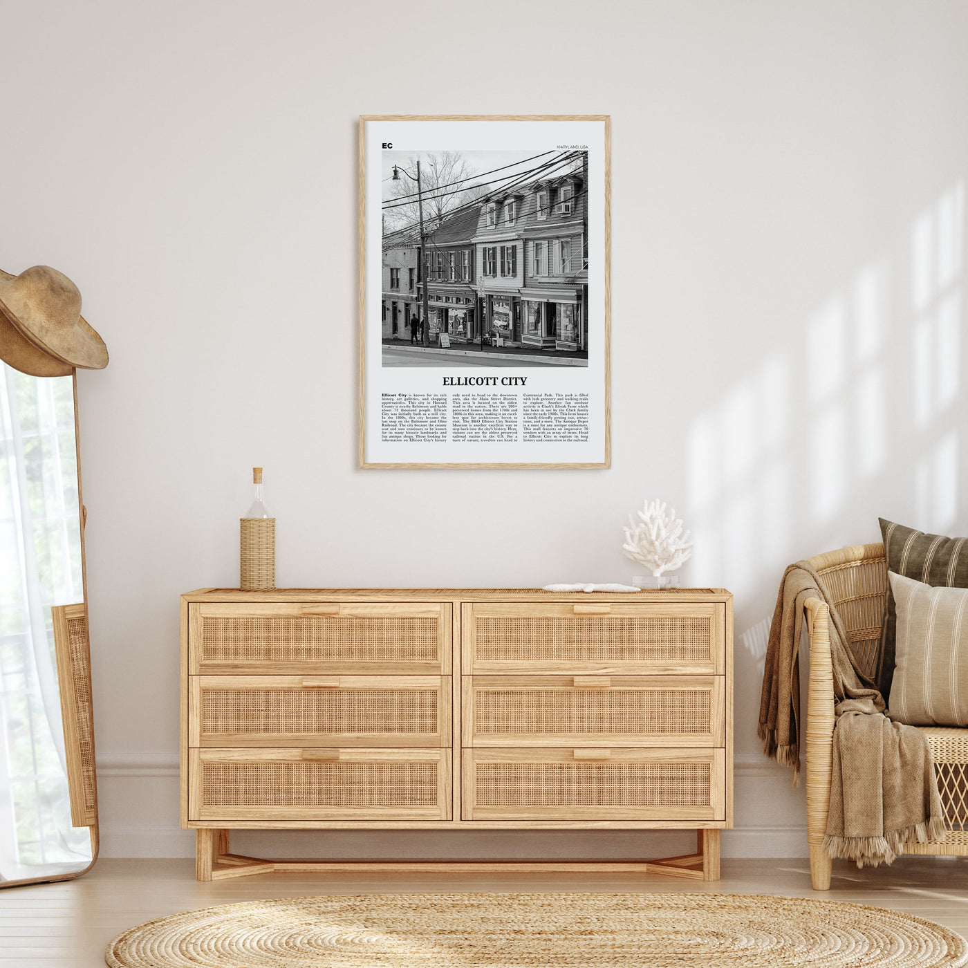 Ellicott City Travel B&W Poster