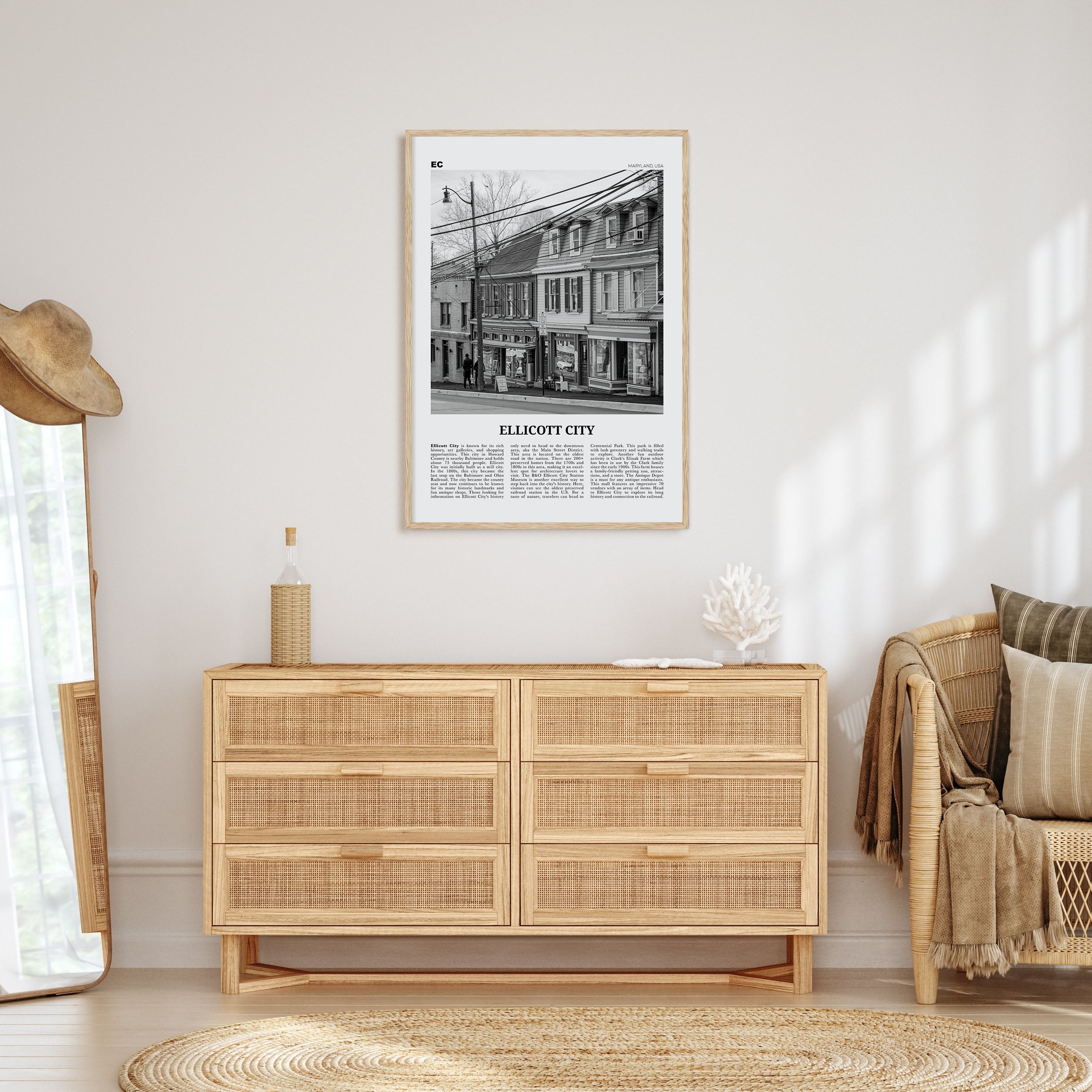 Ellicott City Travel B&W Poster