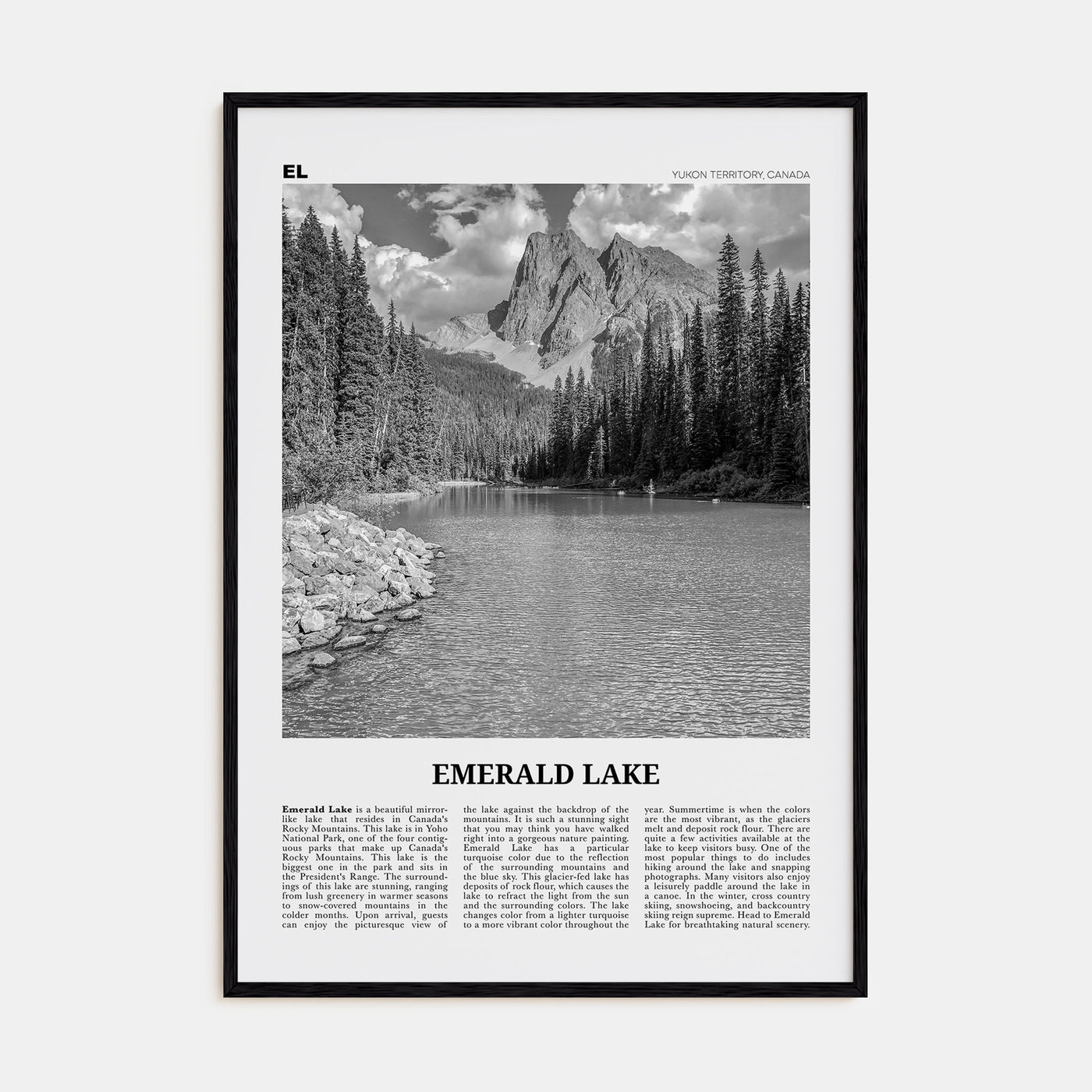 Emerald Lake Travel B&W Poster