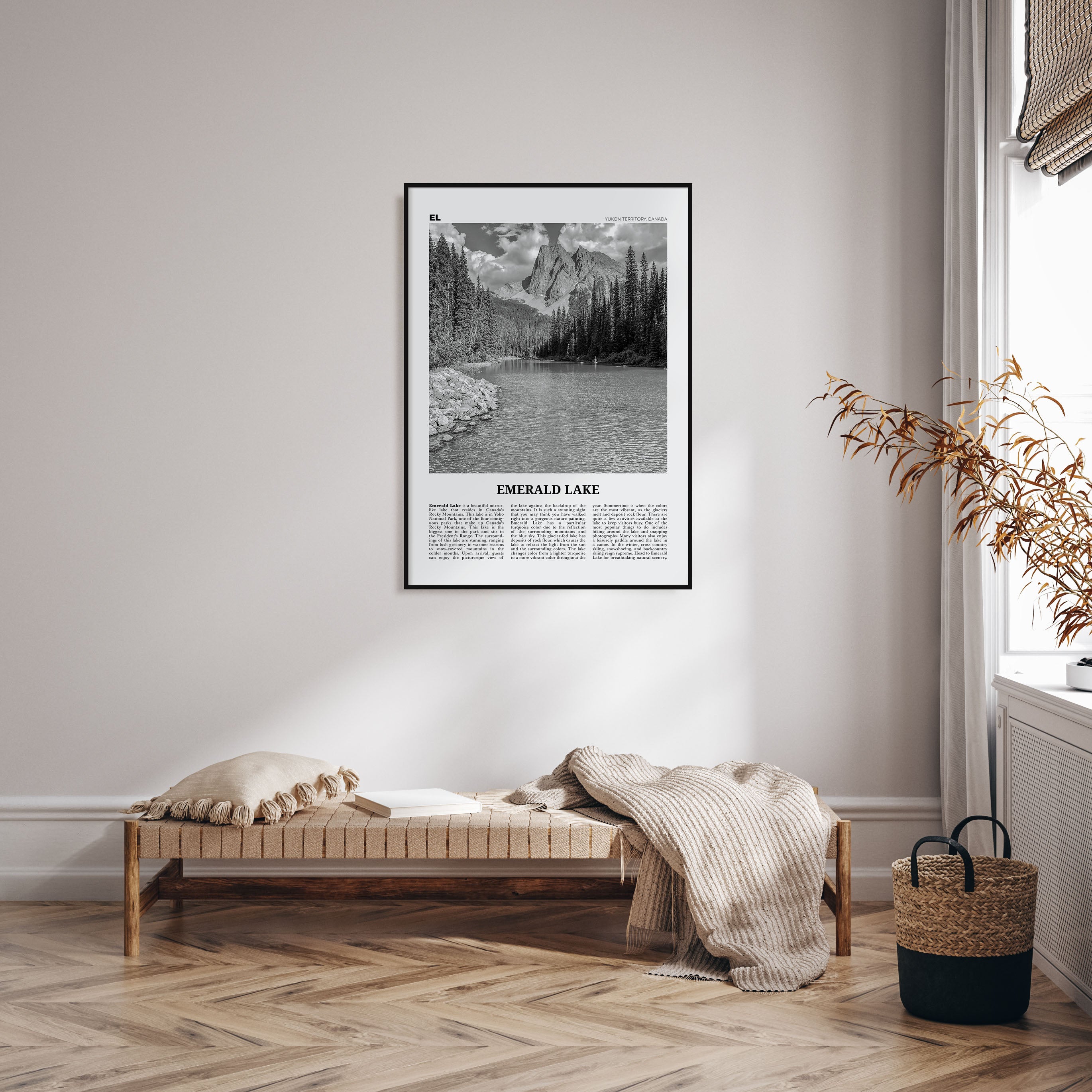 Emerald Lake Travel B&W Poster