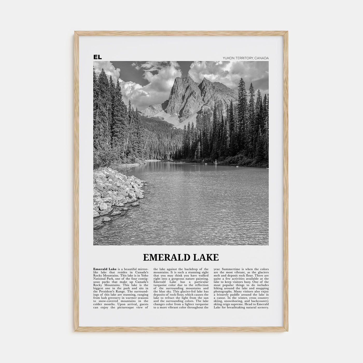 Emerald Lake Travel B&W Poster