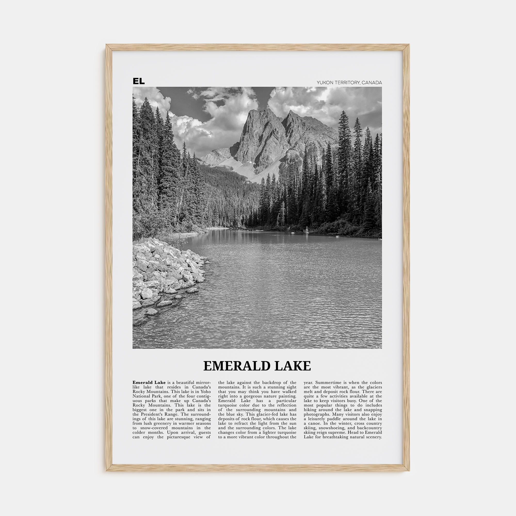 Emerald Lake Travel B&W Poster