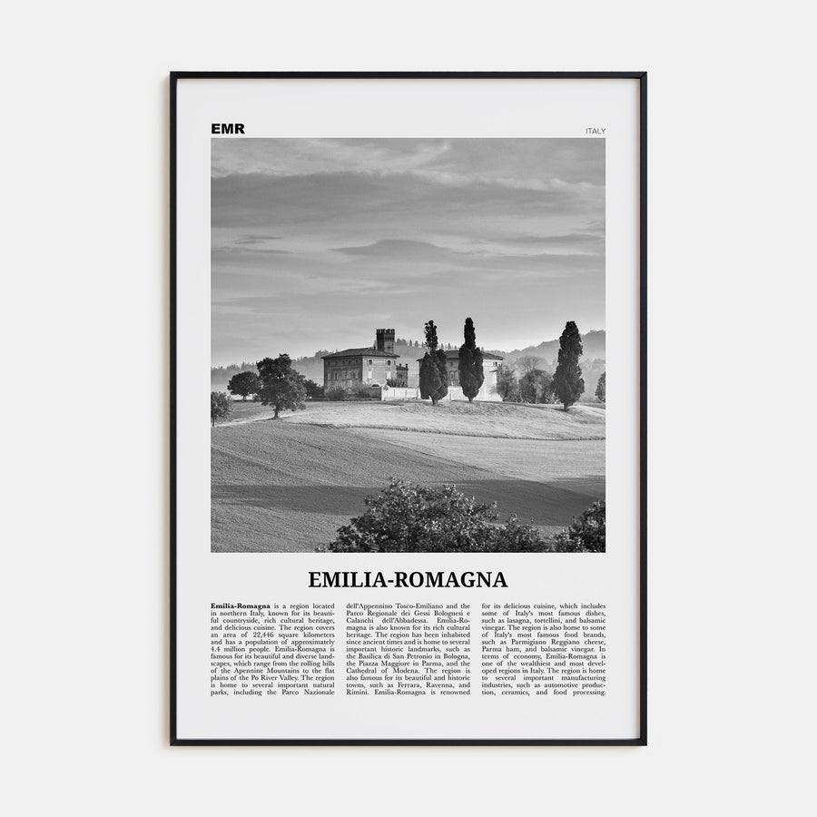 Emilia-Romagna Travel B&W Poster