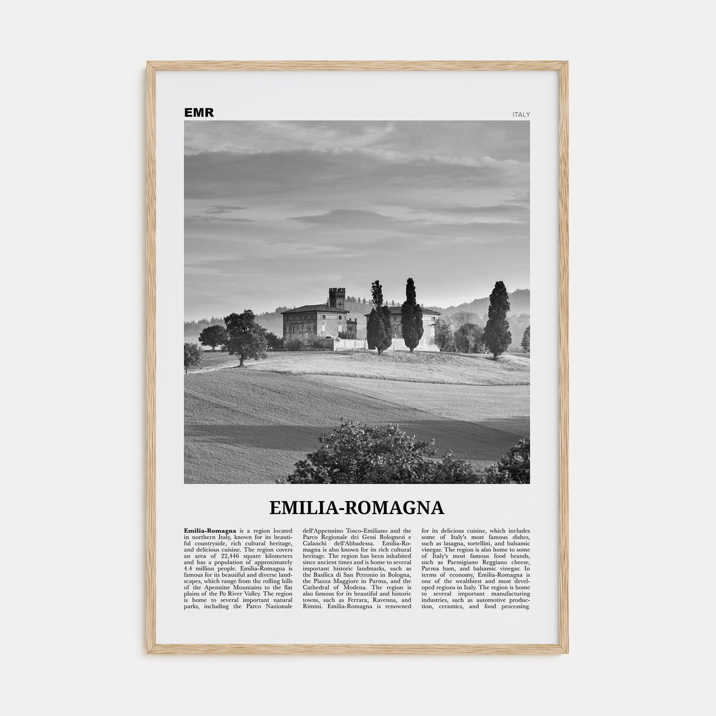 Emilia-Romagna Travel B&W Poster
