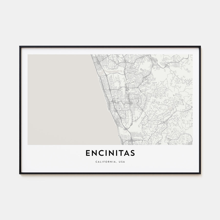 Encinitas Map Landscape Poster