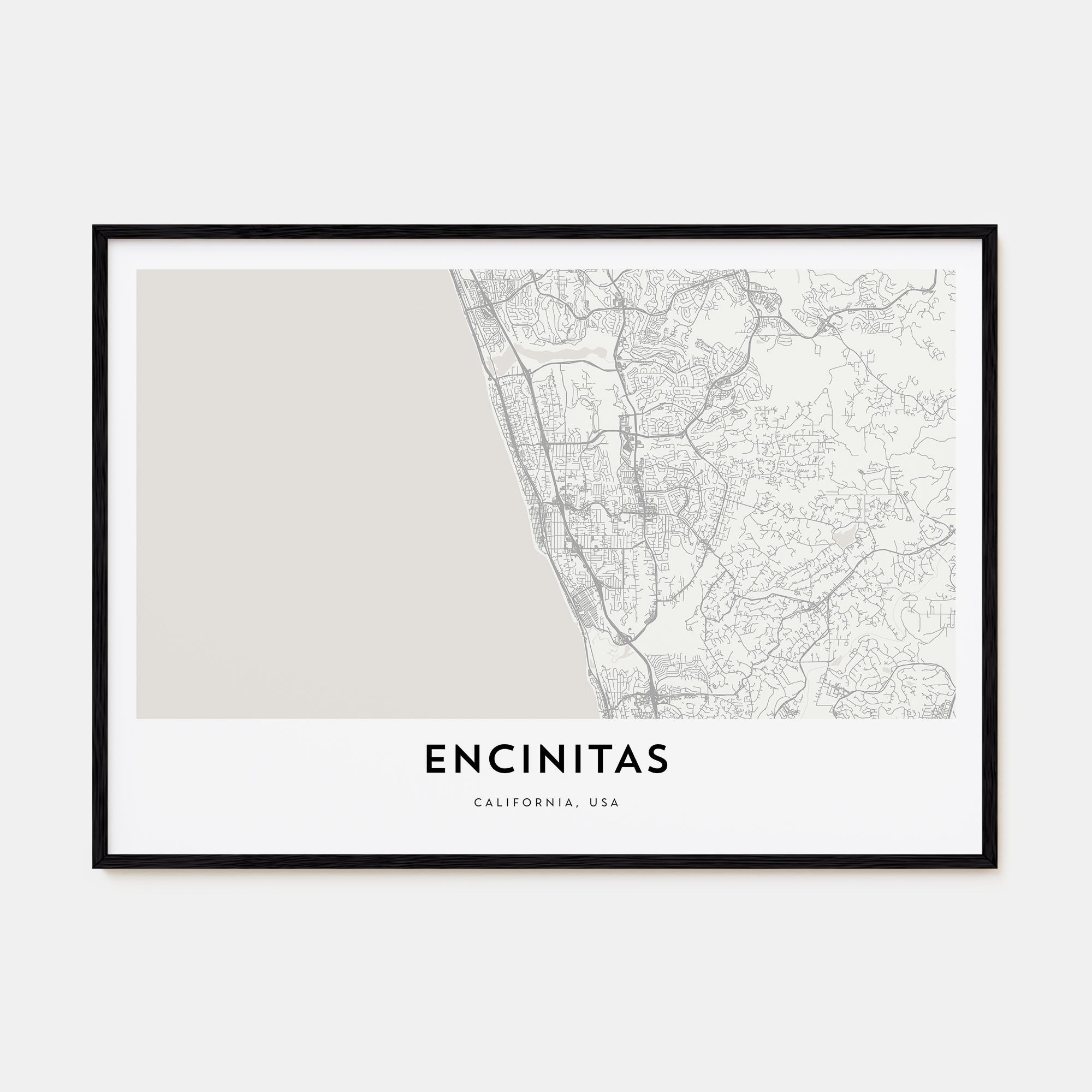 Encinitas Map Landscape Poster