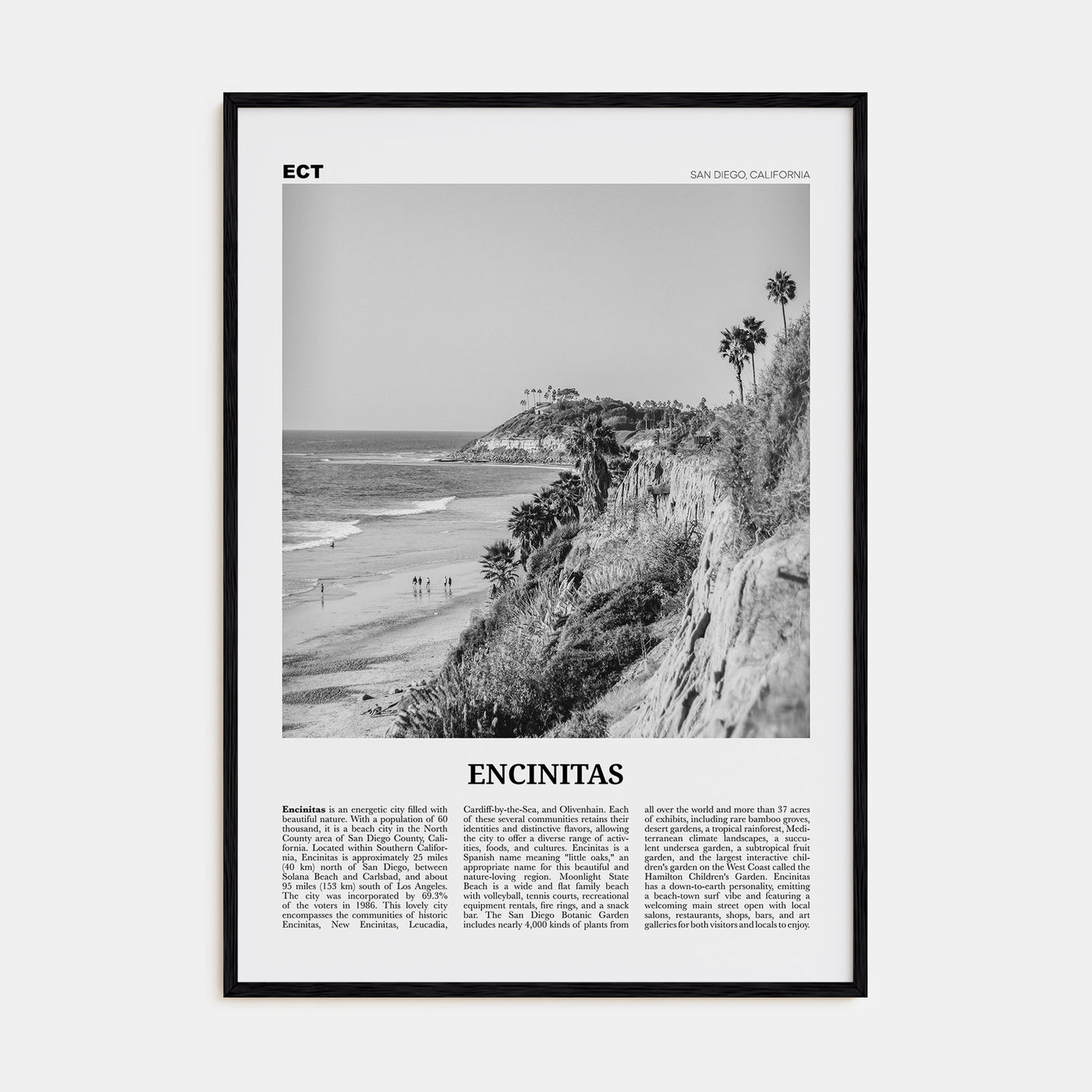 Encinitas Travel B&W No 1 Poster