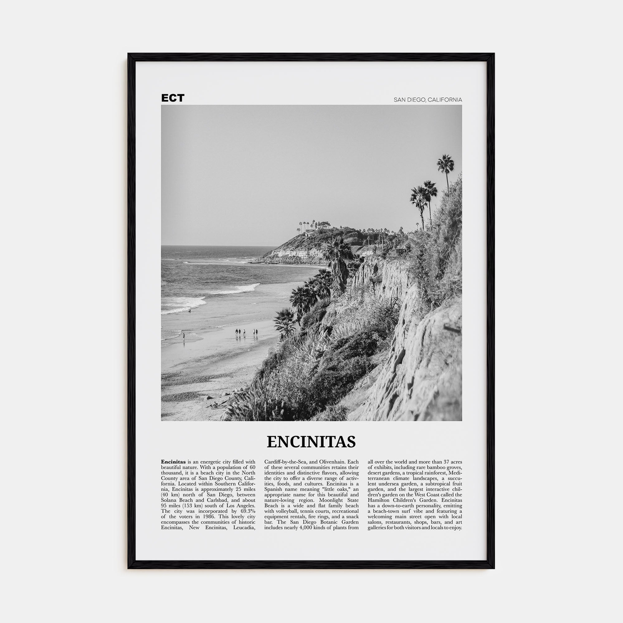 Encinitas Travel B&W No 1 Poster