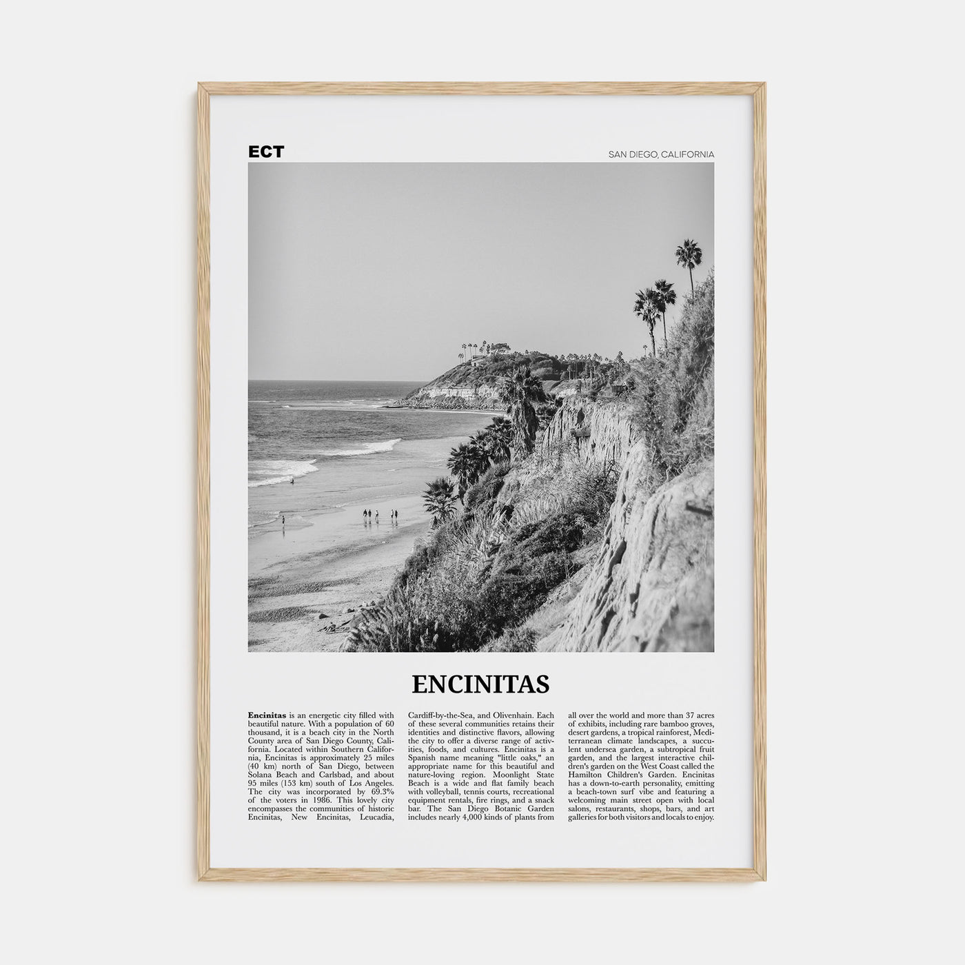 Encinitas Travel B&W No 1 Poster
