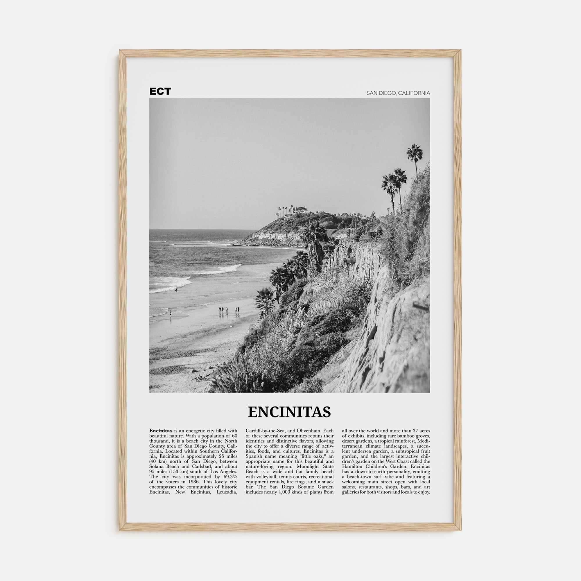 Encinitas Travel B&W No 1 Poster