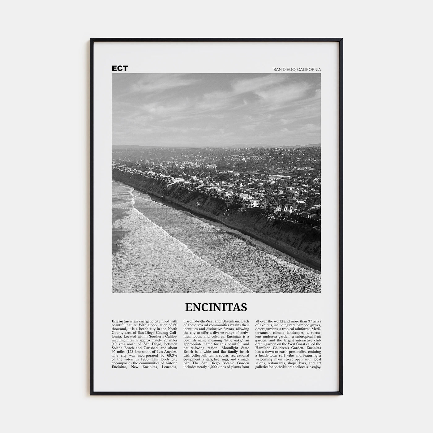 Encinitas Travel B&W No 2 Poster