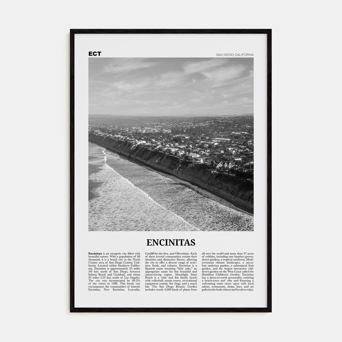 Encinitas Travel B&W No 2 Poster