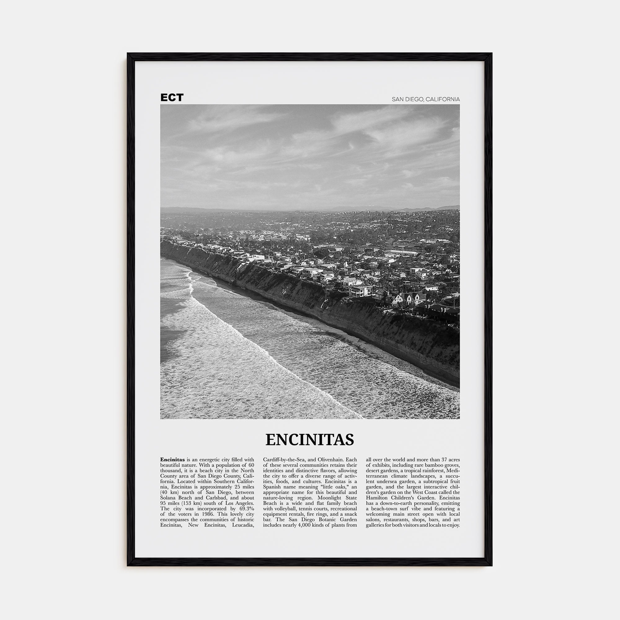 Encinitas Travel B&W No 2 Poster