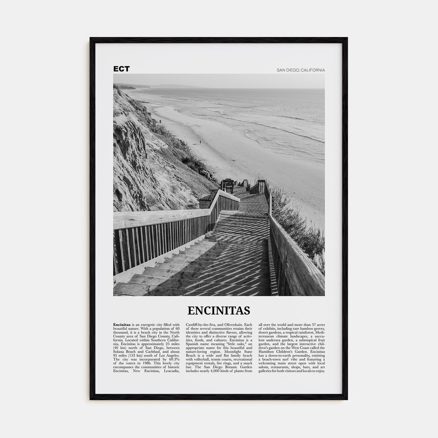 Encinitas Travel B&W No 3 Poster