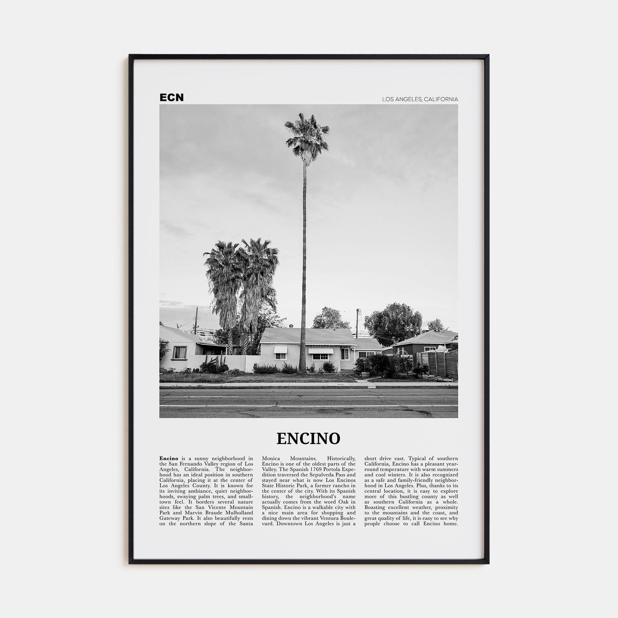 Encino Travel B&W Poster