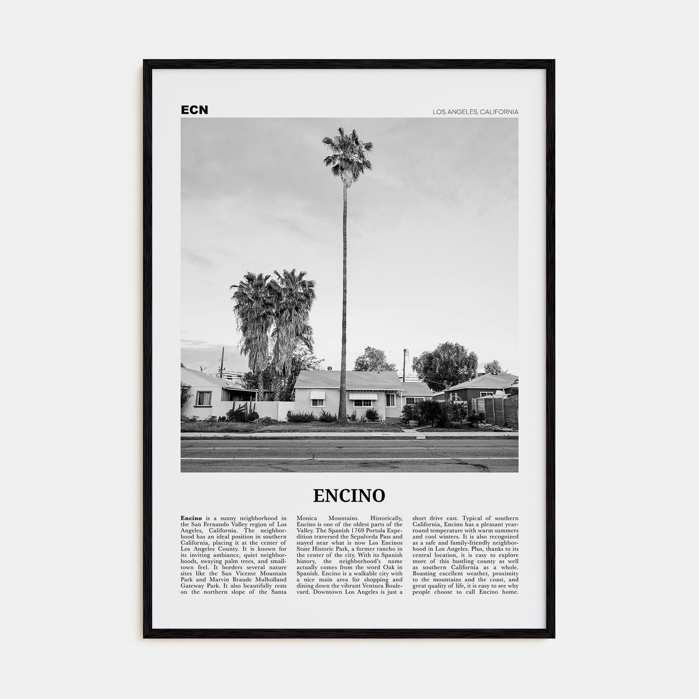 Encino Travel B&W Poster