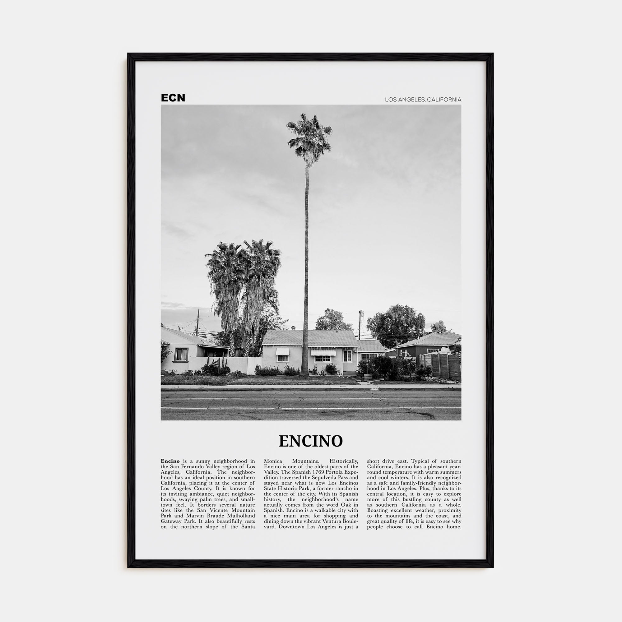 Encino Travel B&W Poster