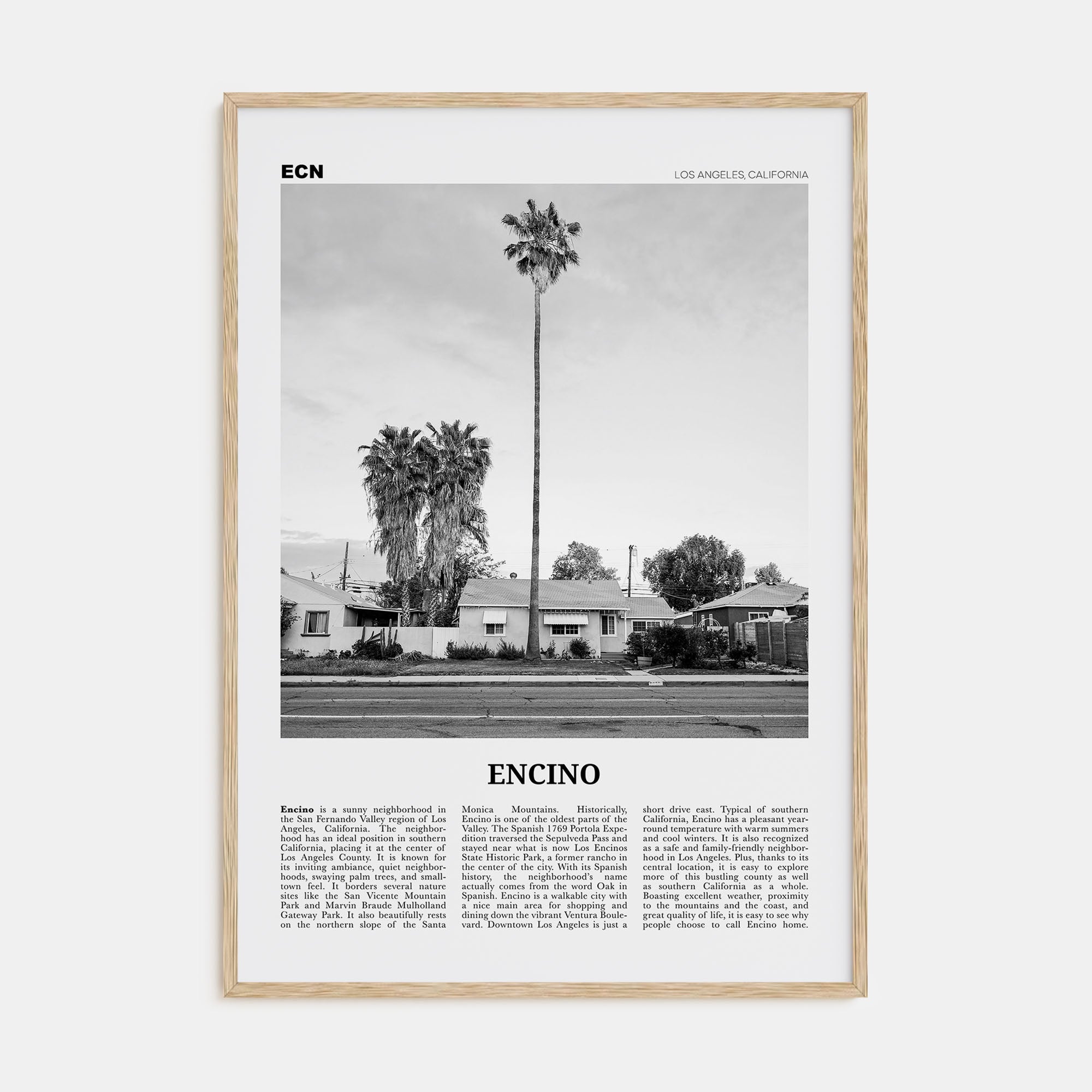 Encino Travel B&W Poster