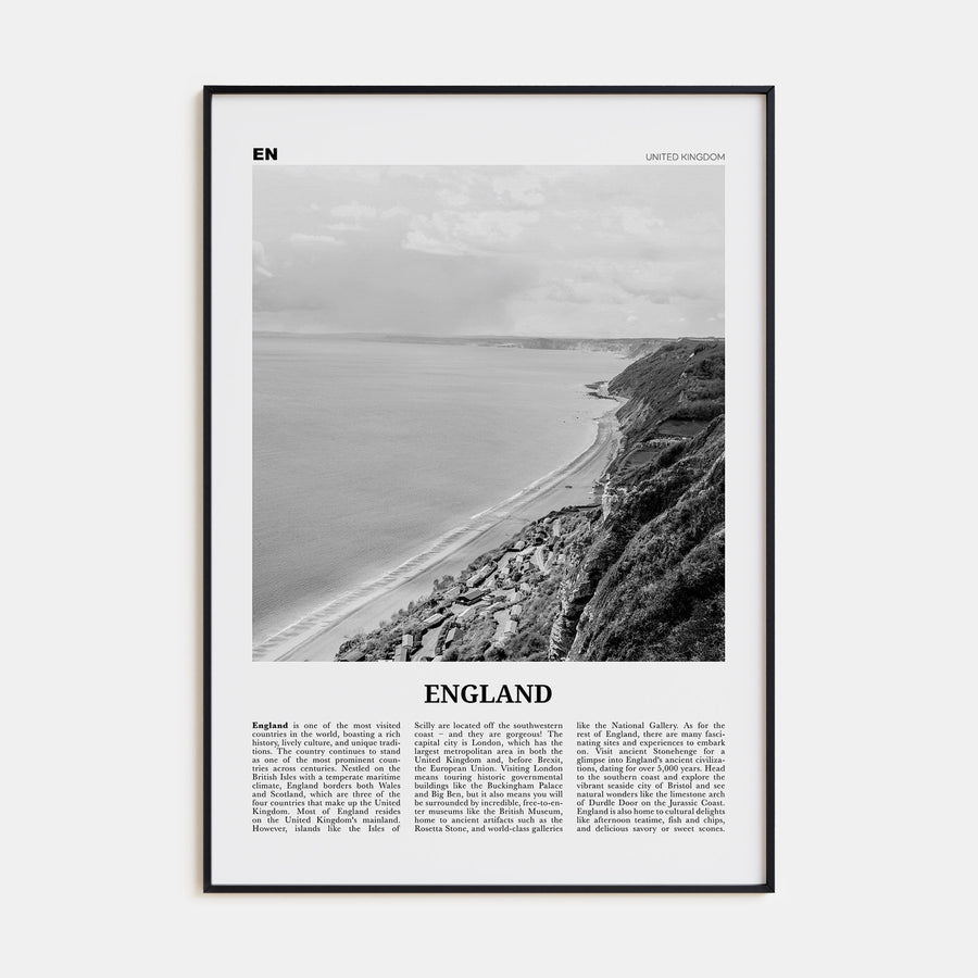 England Travel B&W Poster