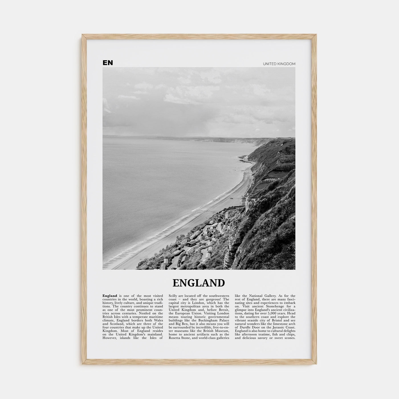 England Travel B&W Poster