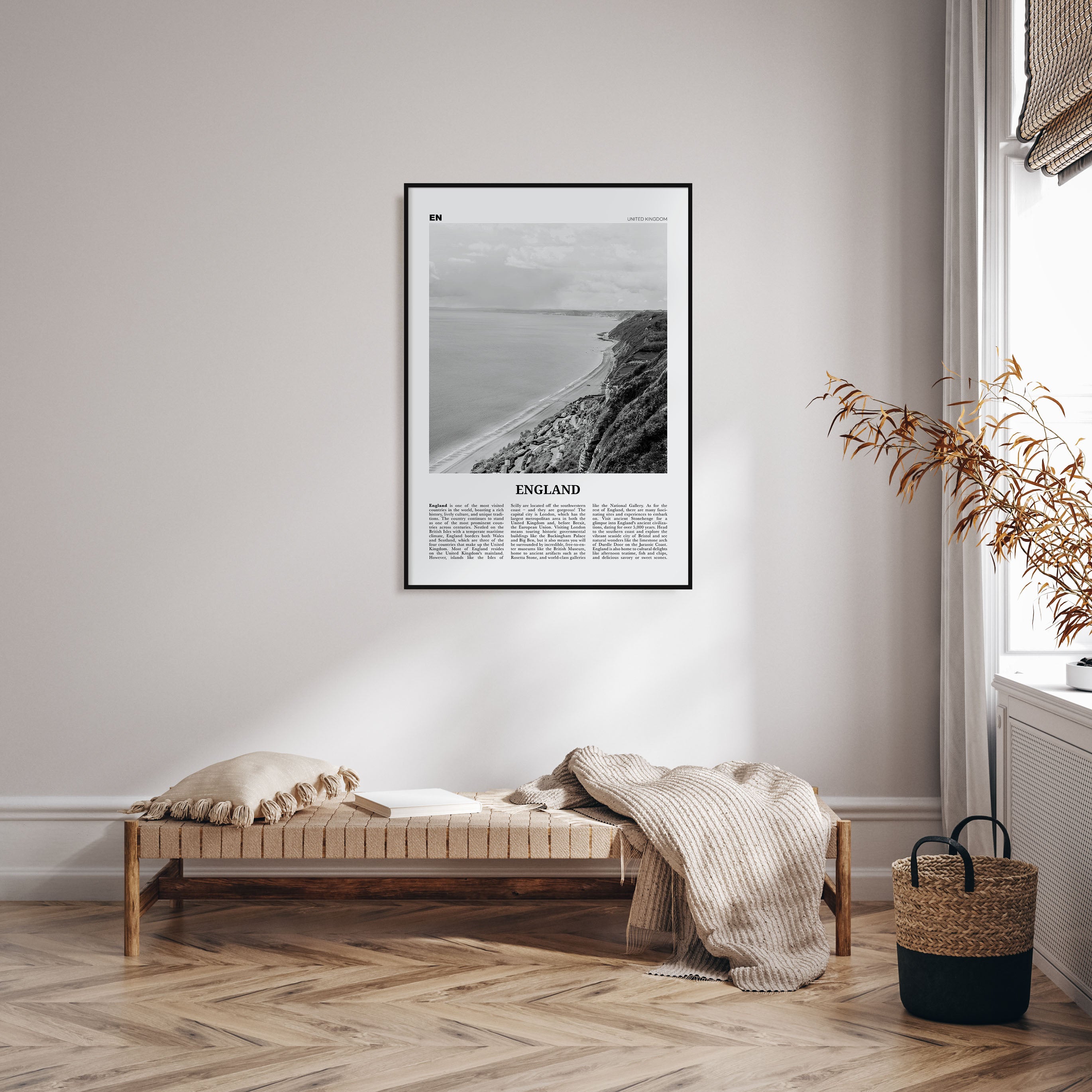 England Travel B&W Poster