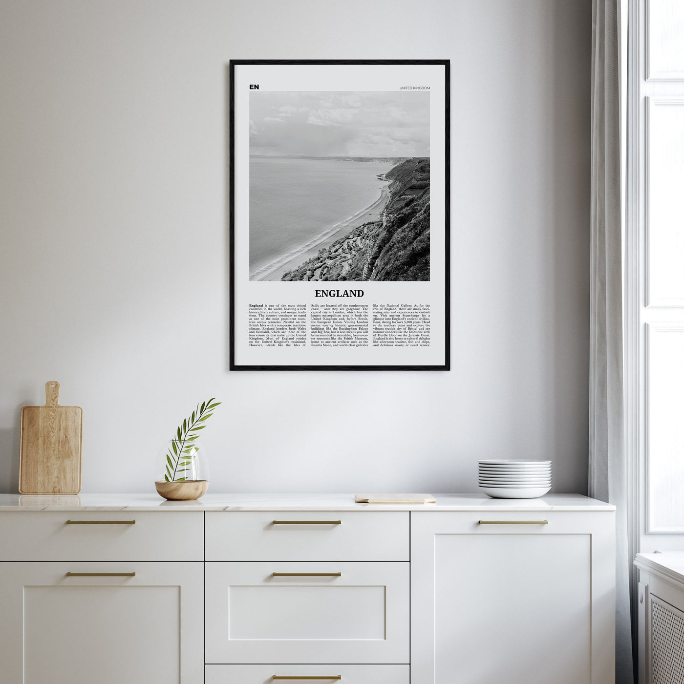 England Travel B&W Poster