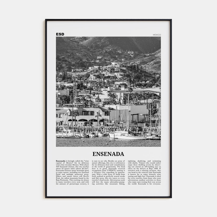 Ensenada Travel B&W Poster