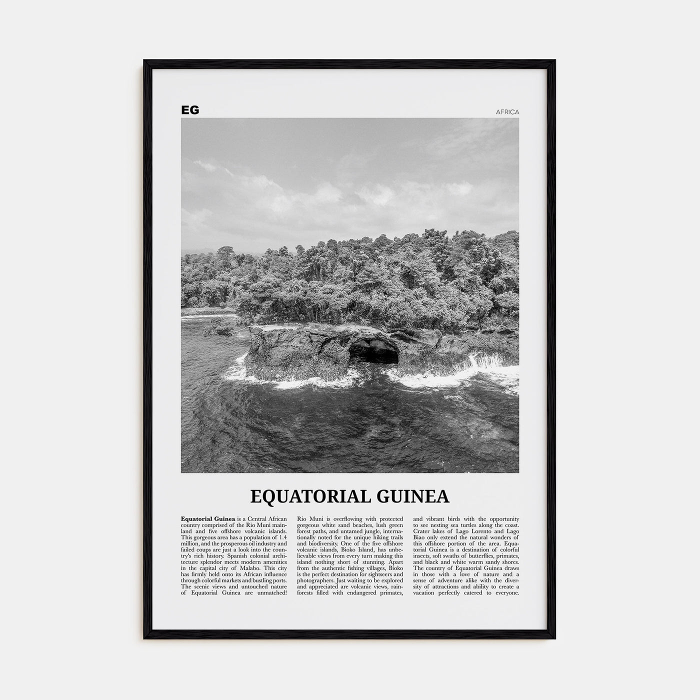 Equatorial Guinea Travel B&W Poster
