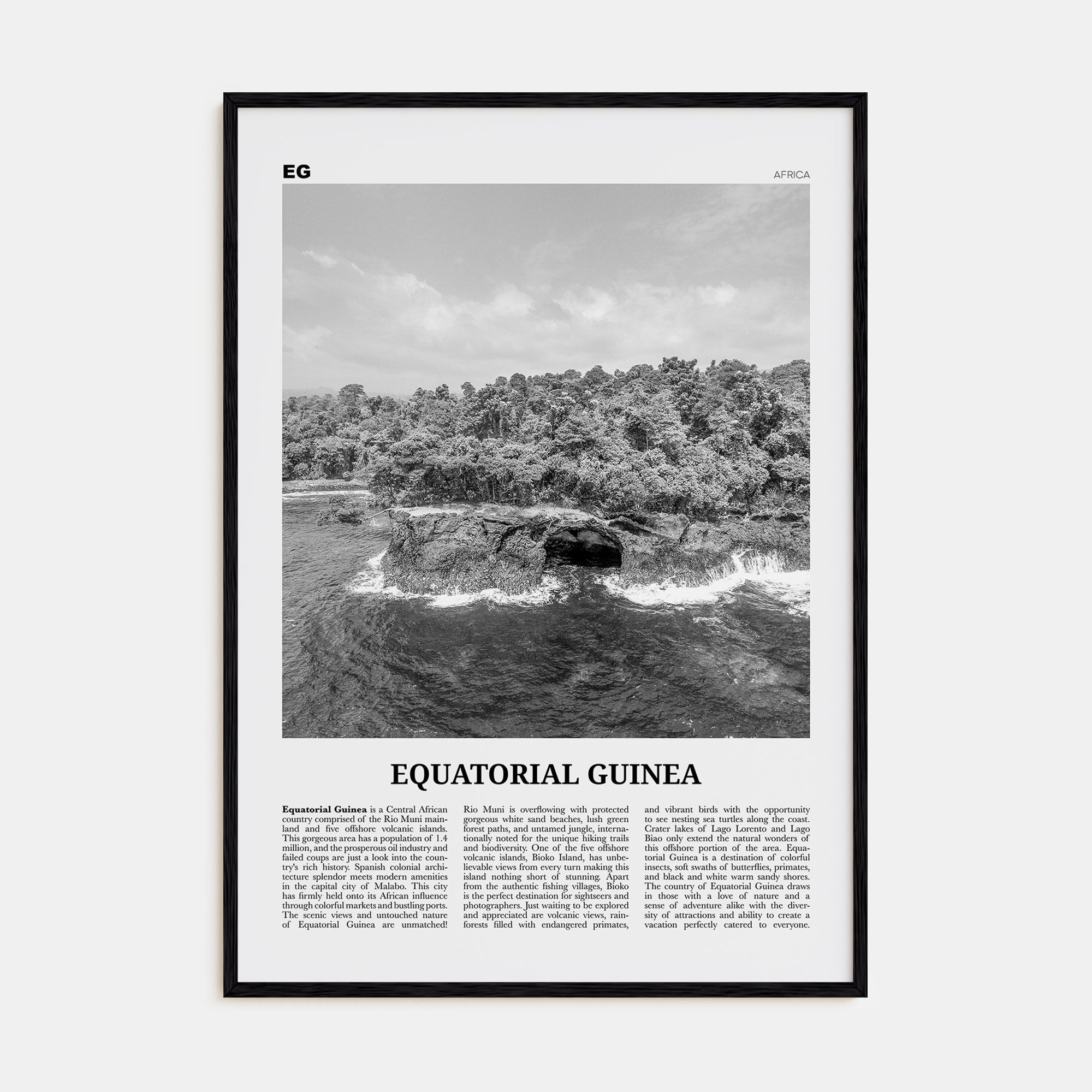 Equatorial Guinea Travel B&W Poster
