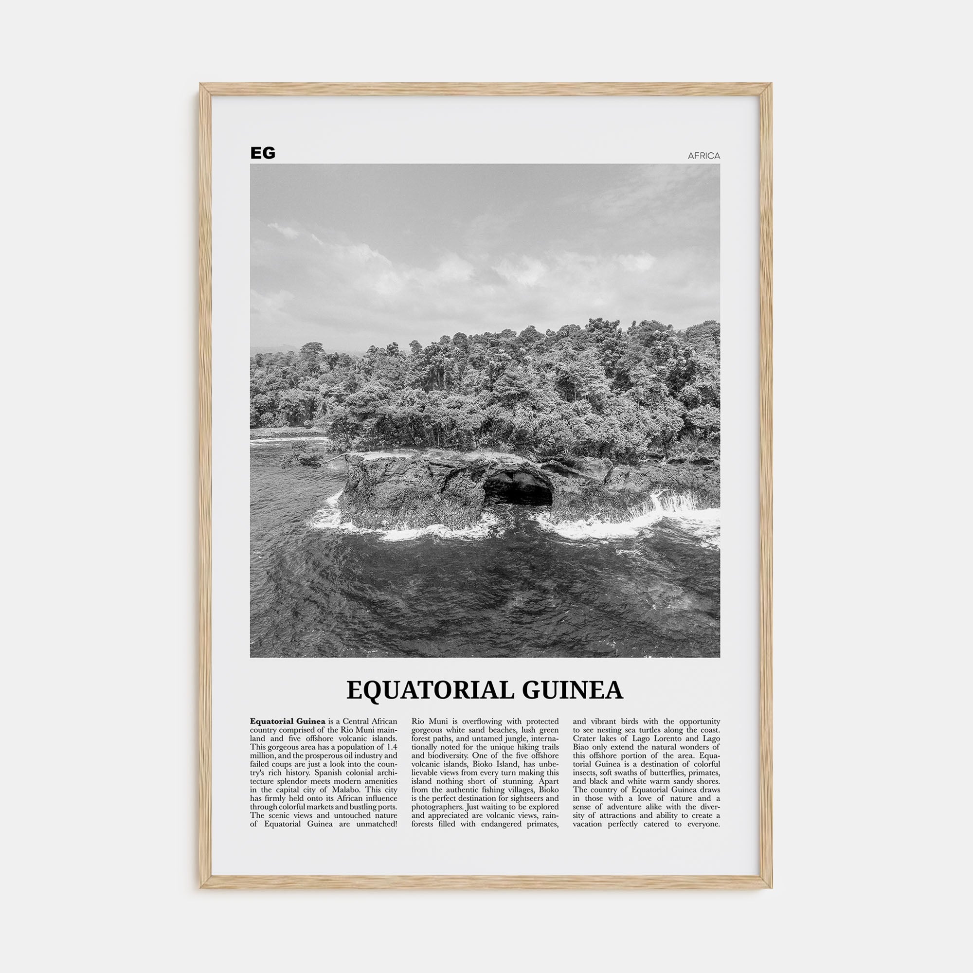 Equatorial Guinea Travel B&W Poster
