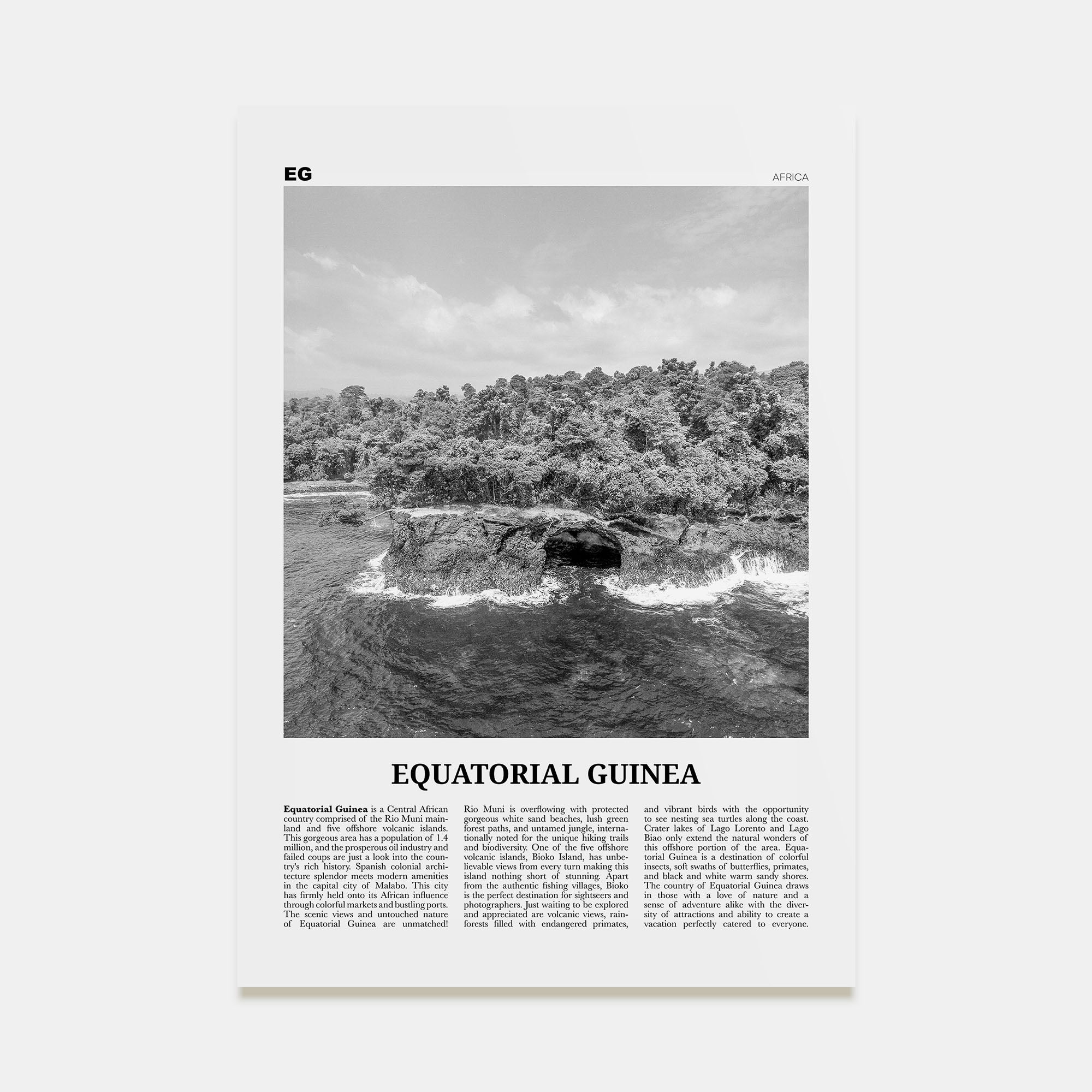 Equatorial Guinea Travel B&W Poster