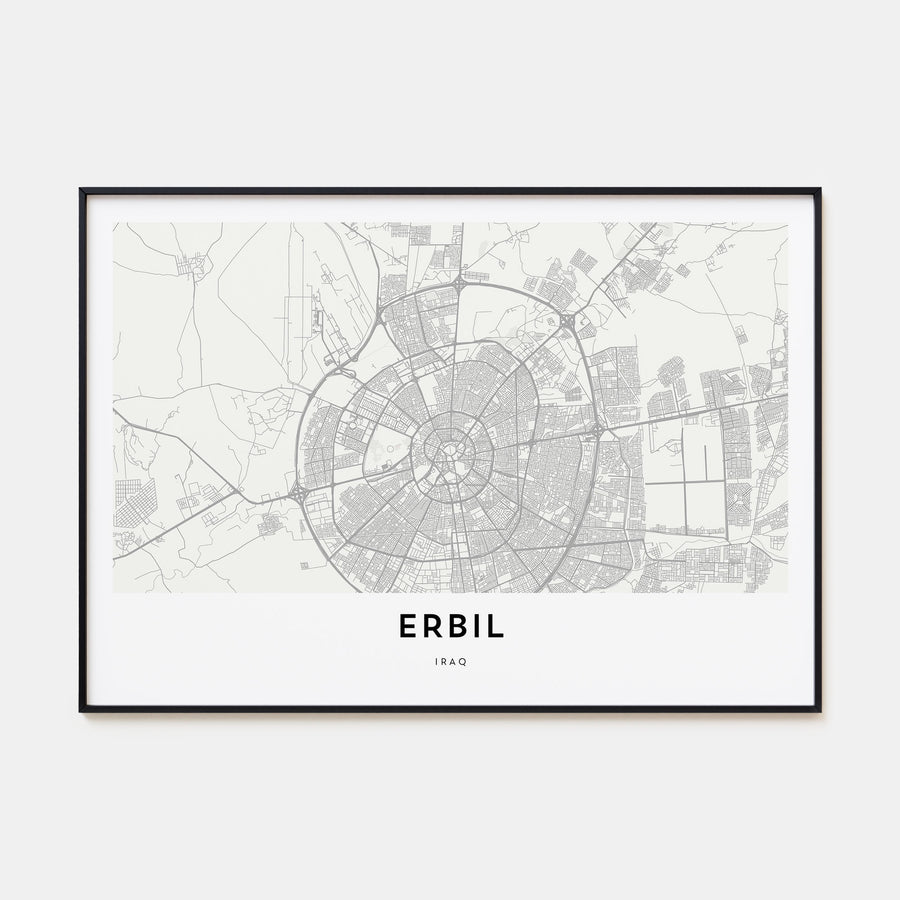Erbil Map Landscape Poster
