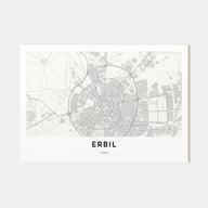 Erbil Map Landscape Poster
