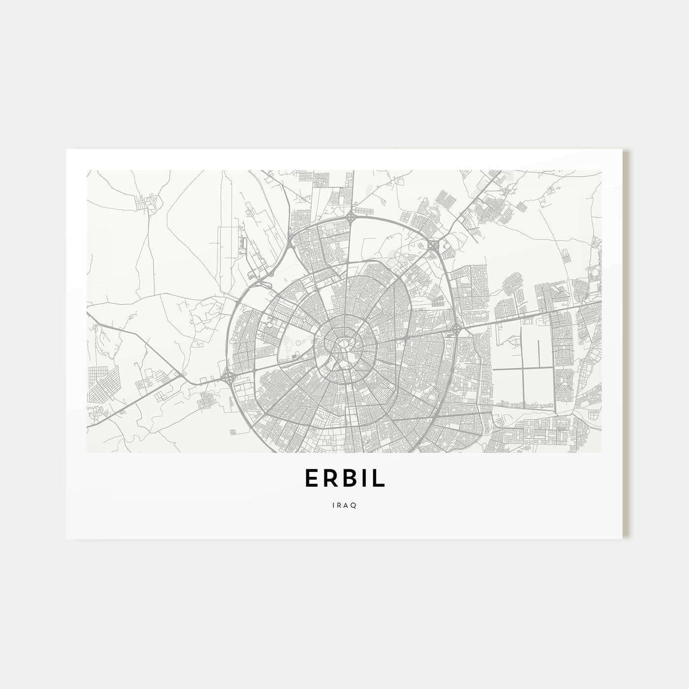 Erbil Map Landscape Poster