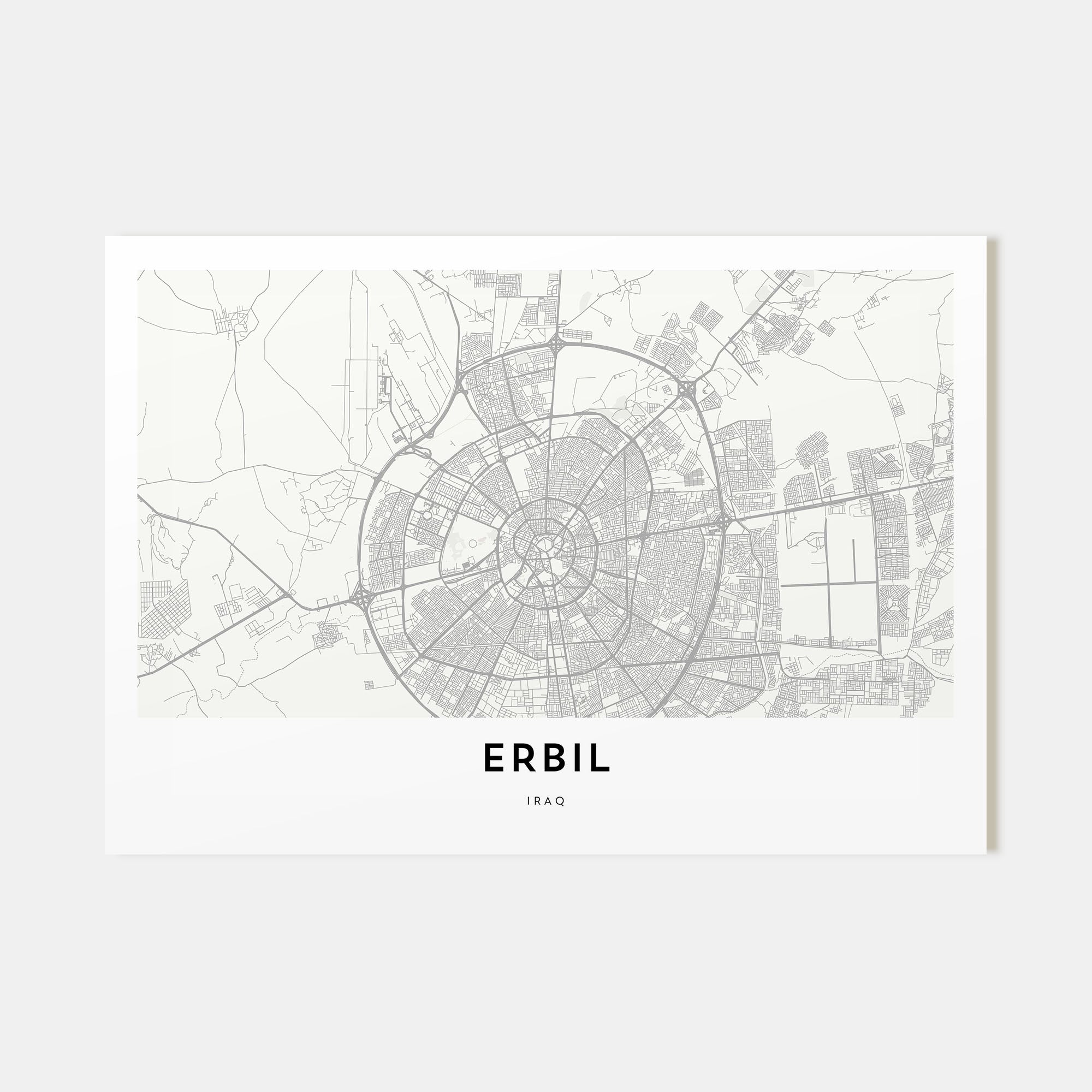 Erbil Map Landscape Poster