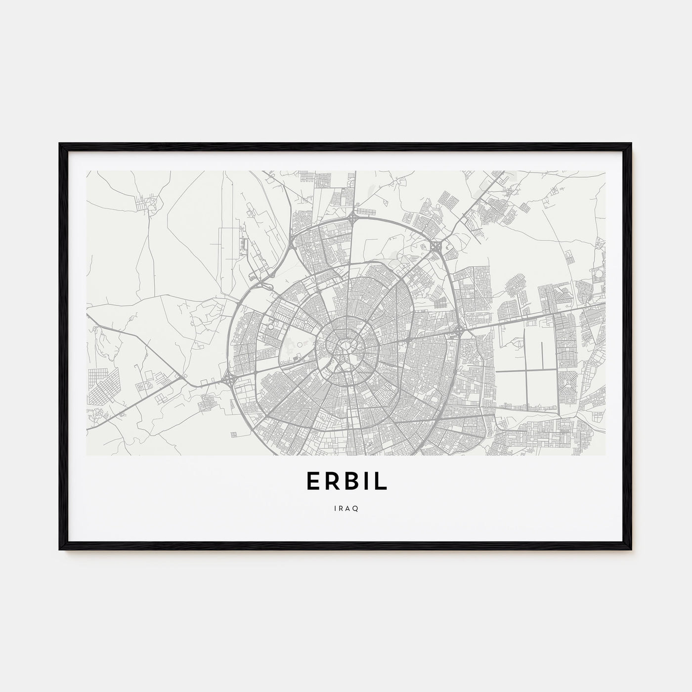 Erbil Map Landscape Poster