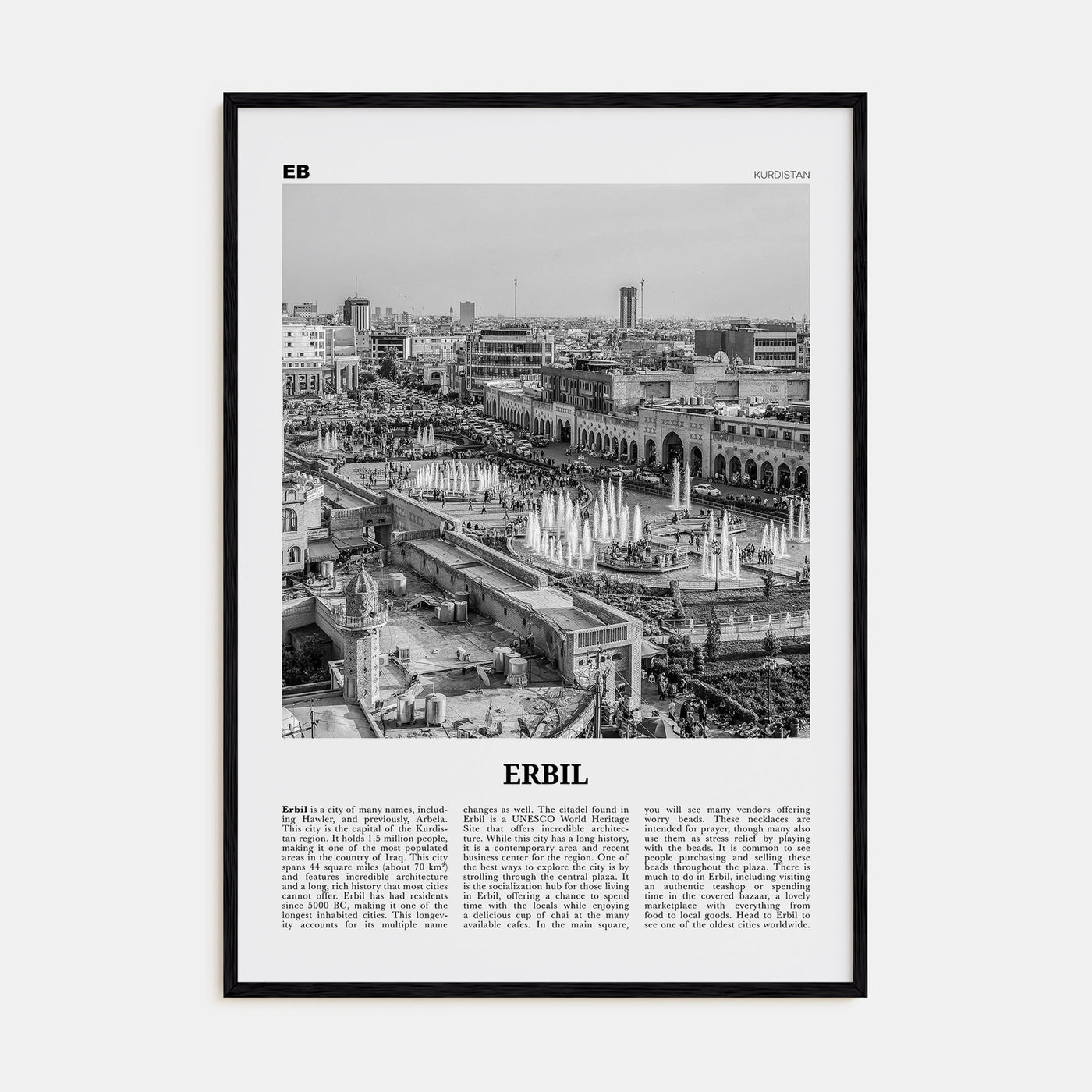 Erbil Travel B&W Poster