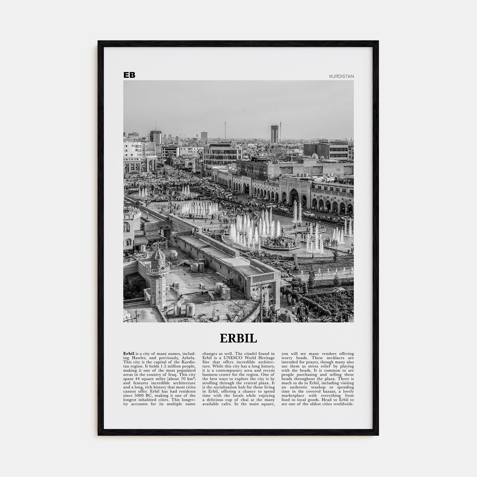 Erbil Travel B&W Poster