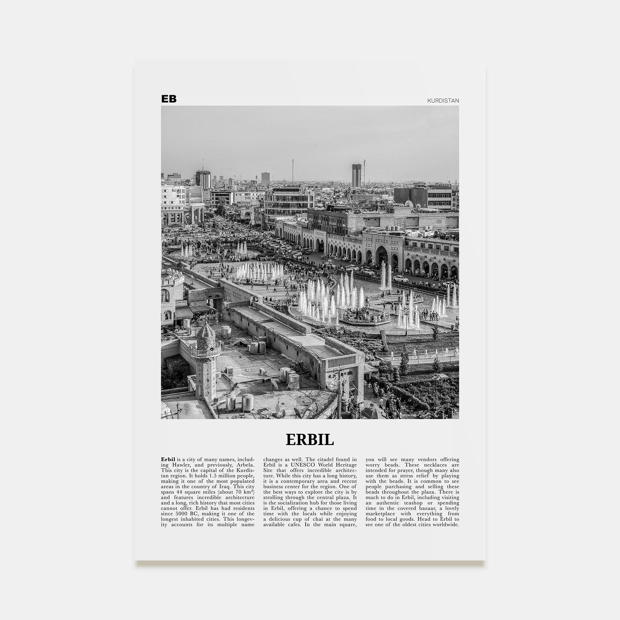 Erbil Travel B&W Poster