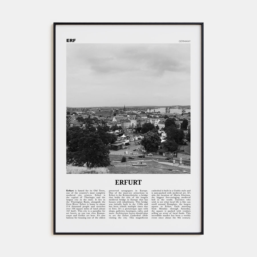 Erfurt Travel B&W Poster
