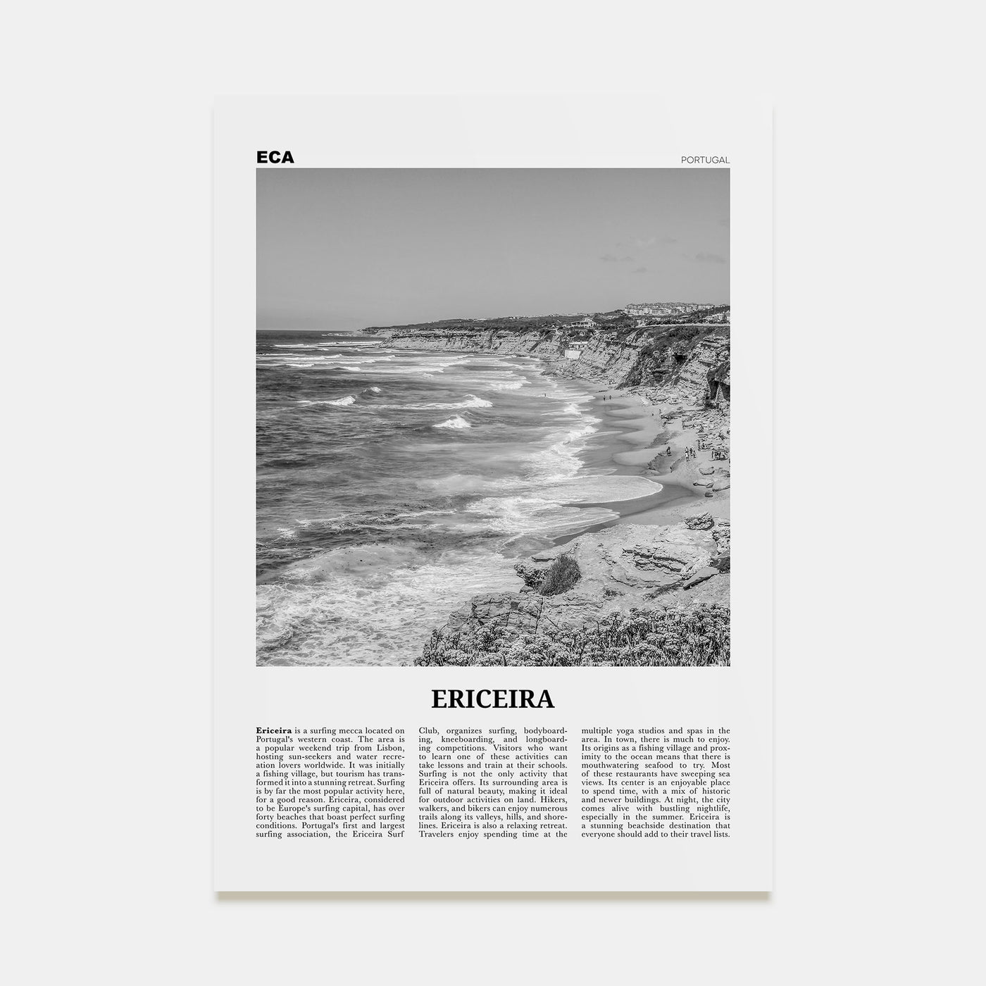 Ericeira Travel B&W Poster